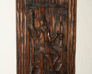 Wood carved figural wall plaque-about 2ft long