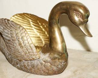 Solid brass swan planter-large