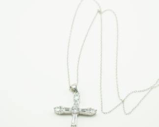 Sterling & crystal cross pendant with sterling chain