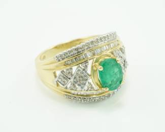 14k, diamond & emerald ring