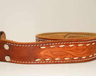 Hand tooled leather belt