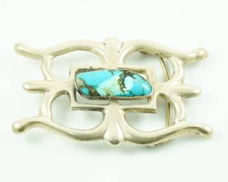 Turquoise & sterling belt buckle