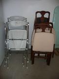 2 SETS OF 4 FOLDING CHAIRS - MODERN CHROME & WOOD