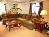Ethan Allen sectional with Mission-style coffee table & side table