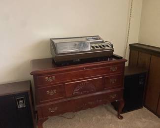 Record player and stereo speakers Cedar chest