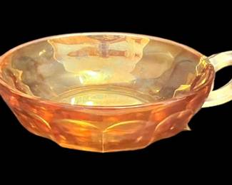 Iridescent Carnival Glass Type Handled Bowl