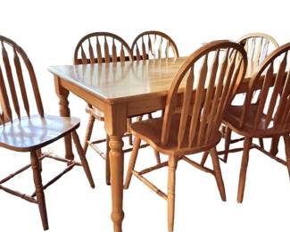 Solid Wood Table and Six Chairs