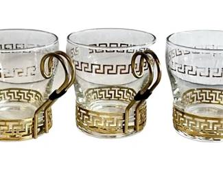 Five Libbey Greek Key Coffee Cups