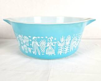 Vintage Pyrex Amish Butterprint #475-B Turquoise 2 1/2 Qt. Casserole Dish