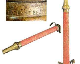Original Elkhart Antique Solid Brass Fire Hose Nozzle -wrapped in rope