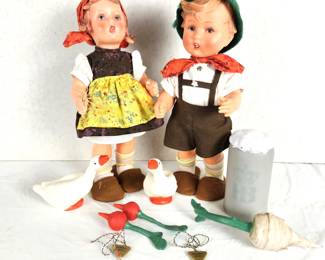  Vintage GOEBEL Hummel 12" Hansel and Gretel Jointed Dolls from West Germany- In Original Packaging, with all the original accessories!