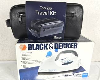 Two Giftable NIB Essentials - Black & Decker Steam Express Iron 5680 & Bass & Co. New Men's Travel Kit