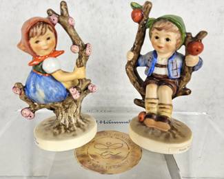 Pair of Vintage Goebel Hummel Smaller 4" Apple Tree Girl and Apple Tree Boy - No Flaws Noted