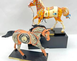 Lot of 2 Enesco Trail of Painted Ponies #4020474 Little Brave and #4018393 Zuni Mare both 1st Editions