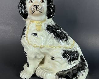 Single Staffordshire King Charles English Spaniel Mantle Dog- Large Hand painted 7.5" Figurine 