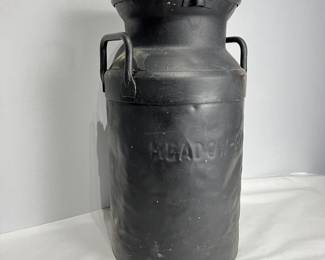 Vintage 19” Meadow Gold Black Milk Can - Rustic Farmhouse Decor, Metal Dairy Container with Handles