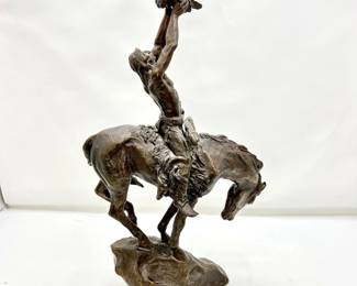  Large 17" Buck McCain Bronze sculpture titled "Prayer to the Healing Spirit" - Native American on Horseback