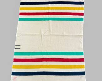 Vintage Hudson's Bay Point Blanket- Stripe Design, 100% Wool