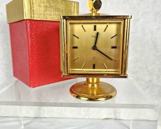  Arthur Imhof Swiss Mid Century Gilt Desk Clock and Weather Compendium - With COA & Original Box
