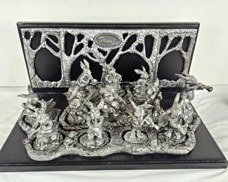 Vintage Michael Ricker Pewter "The Bunny Band" 12 Players! Rare Collectible With Band Stand, Plexiglass, & COAs