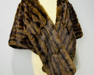 Elegant Vintage Faux Fur Mink Stole -Striped Design, Wurzburg of Grand Rapids