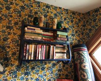 Books, wall shelf, rug