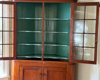 Antique 16 Pane Corner Cabinet