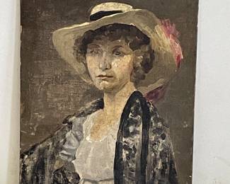 Original Painting (9" x 12") Woman w/Hat (Located by Checkout)