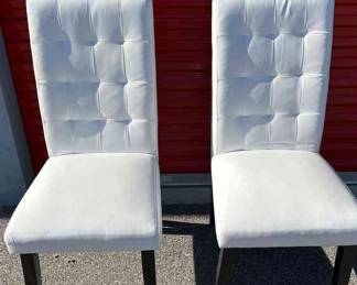 2 White Leather Chairs