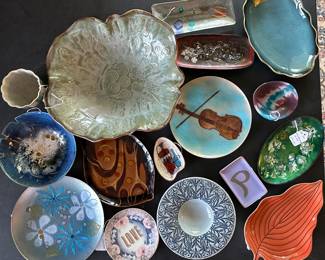 Mid-Mod, Atrisan and Collectable ceramics and enameled accessory dish-ware. 