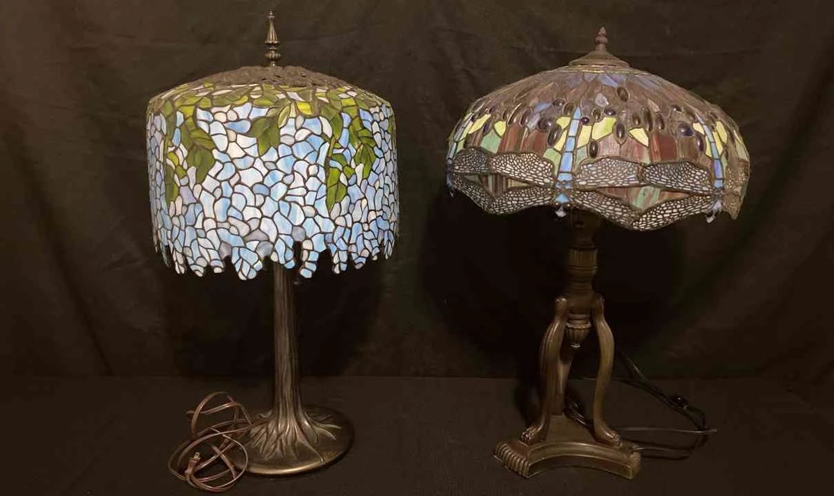 Vintage Floral Dragonfly TiffanyStyle Table Lamps 