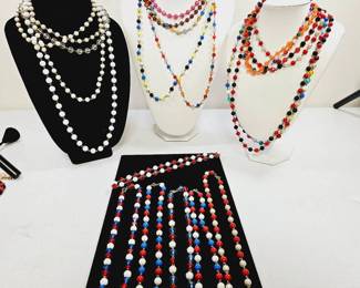 22 Beaded Faceted Beaded Necklaces with Eye Chain  Vintage to Now