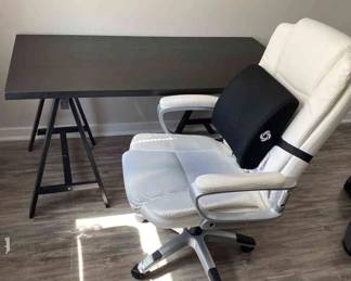 Black Linmon Ikea Desk and White Desk Chair 