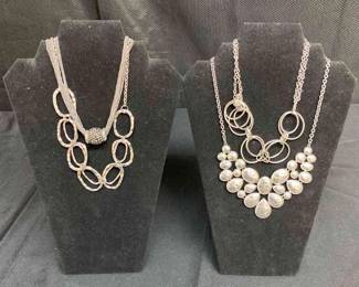 Hammered Metal Silver Toned Necklaces Plus More