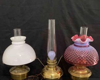 Three Brassy Vintage Student Shade Lamps Aladdin  More 