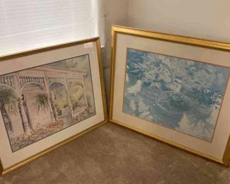 Set of Two Gold Frame Country Style Prints 