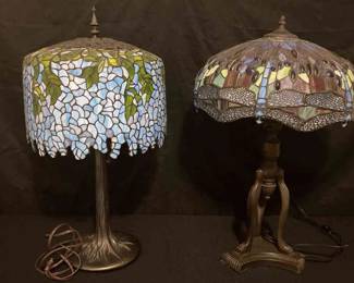 Vintage Floral Dragonfly TiffanyStyle Table Lamps 