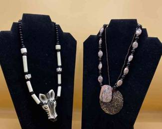 Vintage Ceramic Zebra Necklace and More 