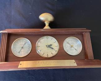 Superbowl 1981 clock and barometer set presented to Sam Huff.