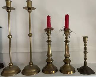 Set of brass candlestick holders.