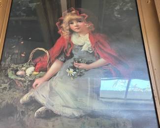 Antique Framed Print of Little Red Riding Hood.