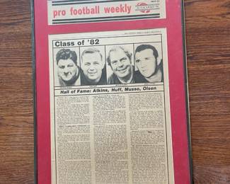 Framed copy of pro football weekly.