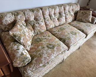 (Lot 3) $400 - Vintage Floral Sofa - Stearns & Foster Mayfair by Franklin 88”L 36”D 31”H back 16”h seat from floor.   Firm and comfortable.  