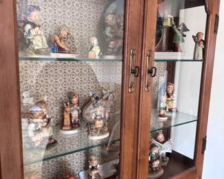 (Lot 5) $250 - Tell City Writing Desk, Lighted Glass Cabinet, Hard Rock Maple, Young Republic.  32-1/2"w 18"d 39-1/2"h.  Two glass shelves inside cabinet.  