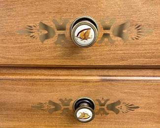 (Lot 2) $450 - Hitchcock Hutch Cabinet.  Beautiful Hitchcock black and harvest lighted cabinet in excellent condition, 2 pc top hutch and bottom buffet base.   53” x 19” x 76”