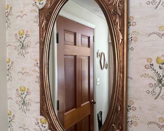 (Lot 7) $100 - 1960s Syroco Italian Provincial Gold Gilt Large Wall Mirror 22"w 42"h