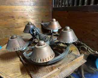 Wagon wheel chandelier