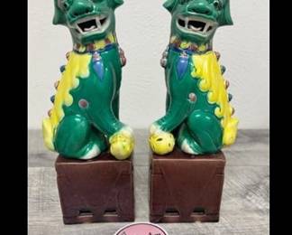 Chinese Porcelain Foo Dog Statues