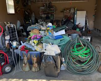 garden, garage, ladders, hoses, cart