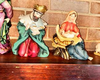 Ceramic nativity scene characters. 